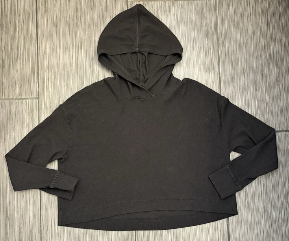 Athleta Long Sleeve Hooded Ribbed T-shirt Women’s Small Cropped